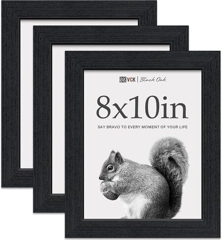 VCK 8x10 Picture Frames Set of 3, Black Oak Wood 8 x 10 Photo Frame for Wall and Tabletop, Display for Prints, Artwork, Portraits in Saudi Arabia