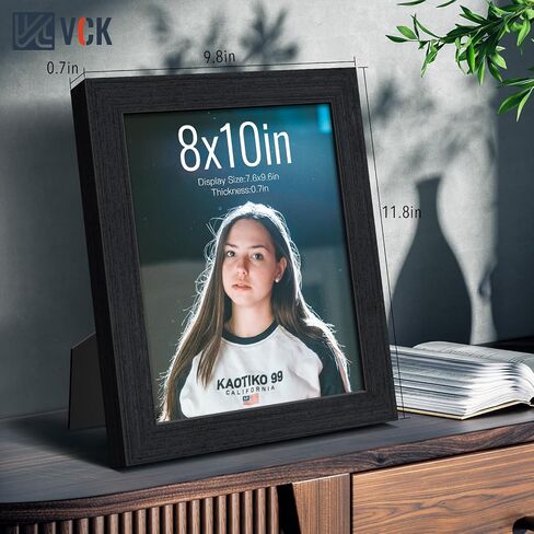 VCK 8x10 Picture Frames Set of 3, Black Oak Wood 8 x 10 Photo Frame for Wall and Tabletop, Display for Prints, Artwork, Portraits in Saudi Arabia