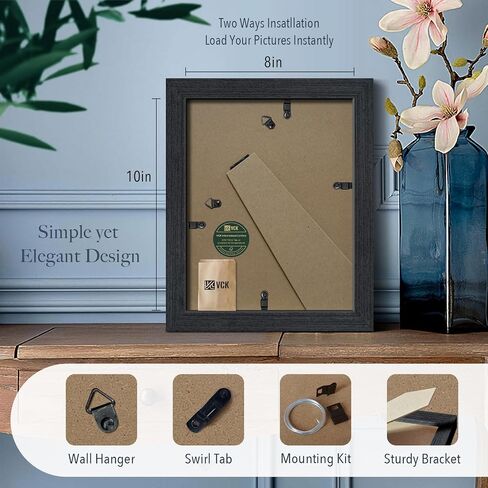 VCK 8x10 Picture Frames Set of 3, Black Oak Wood 8 x 10 Photo Frame for Wall and Tabletop, Display for Prints, Artwork, Portraits in Saudi Arabia