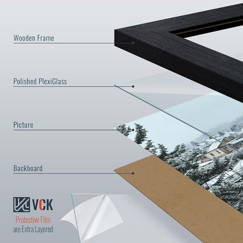 VCK 8x10 Picture Frames Set of 3, Black Oak Wood 8 x 10 Photo Frame for Wall and Tabletop, Display for Prints, Artwork, Portraits in Saudi Arabia