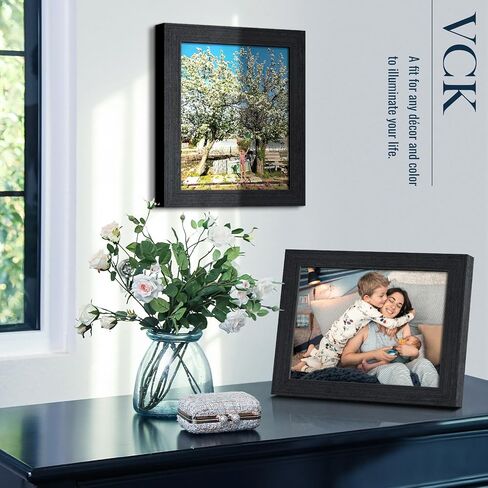 VCK 8x10 Picture Frames Set of 3, Black Oak Wood 8 x 10 Photo Frame for Wall and Tabletop, Display for Prints, Artwork, Portraits in Saudi Arabia