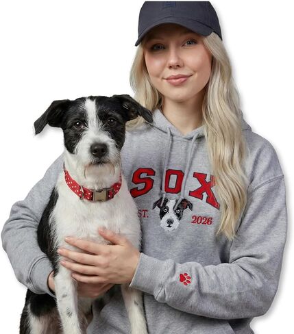 Custom Dog Portrait Sweatshirt from Photo – Personalized Pet Embroidered Memorial Hoodie – Dog Mom Sweatshirt - Cat or Dog Shirt Gift for Pet Loss, Christmas, Father’s Day (Varsity-Dog) in Kuwait