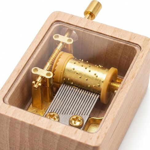 Hand Crank Wooden Music Box - Beech Wood with Clear PVC Window, Premium Golden Movement, Mini Size 6x4.5x3cm, 80g - Ideal Gift for Loved Ones (Contemporary, You are My Sunshine) in Kuwait