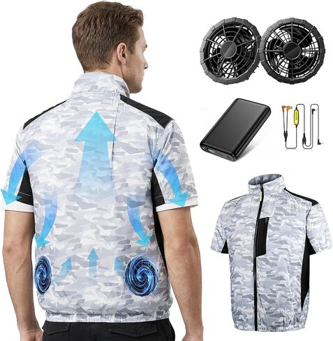 Cooling Vest with 30,000mAh Battery Pack,2 High-Speed Cooling Fans Jacket Air Conditioned Workwear for Hot Summer in Kuwait
