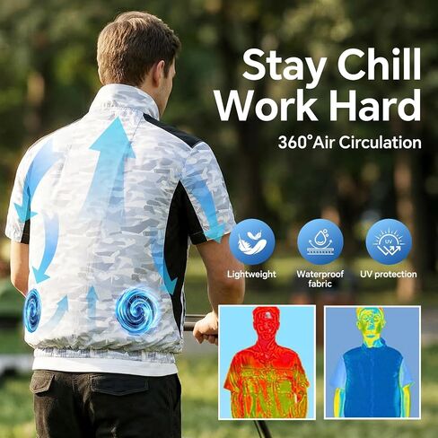 Cooling Vest with 30,000mAh Battery Pack,2 High-Speed Cooling Fans Jacket Air Conditioned Workwear for Hot Summer in Kuwait