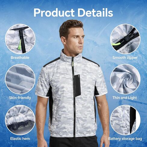 Cooling Vest with 30,000mAh Battery Pack,2 High-Speed Cooling Fans Jacket Air Conditioned Workwear for Hot Summer in Kuwait