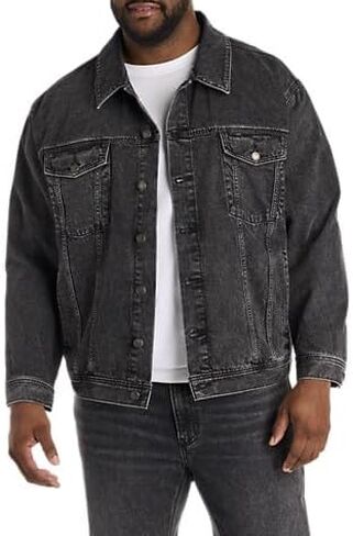 True Nation by DXL Men's Big and Tall Fade to Black, Trucker Jacket, Fade To Black in Kuwait