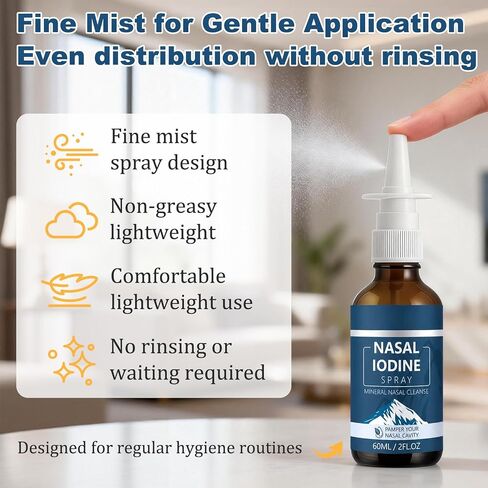 Timeno Iodine Nasal Spray with Fulvic Acid, Fine Mist Nasal Moisturizing Cleaner for Dry Nose, Daily & Travel Nose Care Spray, 60ml Each, 2 Pack in Saudi Arabia