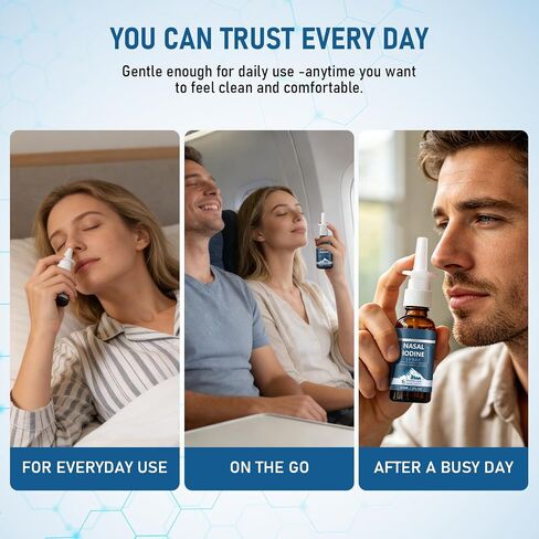 Iodine Nasal Spray,Nasal Iodine Spray with Fulvic Acid, Fine Mist Nasal Cleanse for Dry Air, Travel & Daily Comfort, 60ml in Kuwait