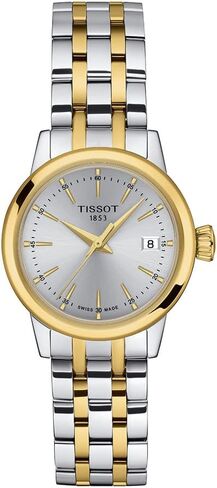 Tissot Womens Classic Dream Lady 316L Stainless Steel Case with Yellow Gold PVD Coating Quartz Watch, Yellow/Grey Dial (T1292102203100) in Kuwait