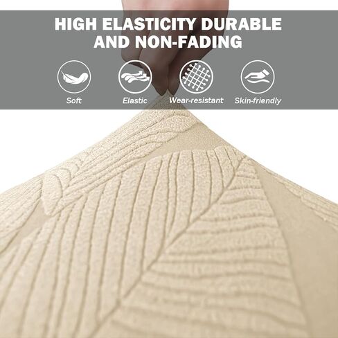Round Ottoman Cover Stretch Round Ottoman Storage Slipcover Leaves Jacquard Folding Footrest Stool Furniture Protector Cover with Elastic Bottom for Living Room Set of 1 Olive Green in Saudi Arabia