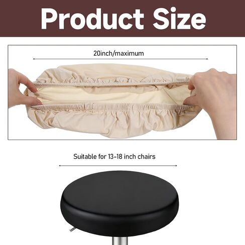 2 Pcs Round Stool Covers for 13-18 Inch Round Chair High Elastic Bar Stools Covers Washable Reusable Stool Cushion Slipcover for Bar Kitchen Home Hotel (Beige) in Kuwait