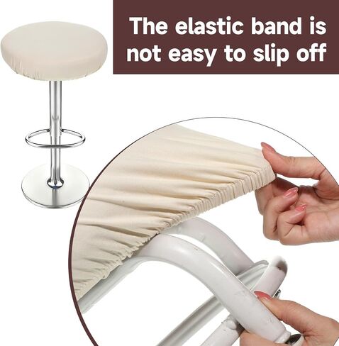 2 Pcs Round Stool Covers for 13-18 Inch Round Chair High Elastic Bar Stools Covers Washable Reusable Stool Cushion Slipcover for Bar Kitchen Home Hotel (Beige) in Kuwait