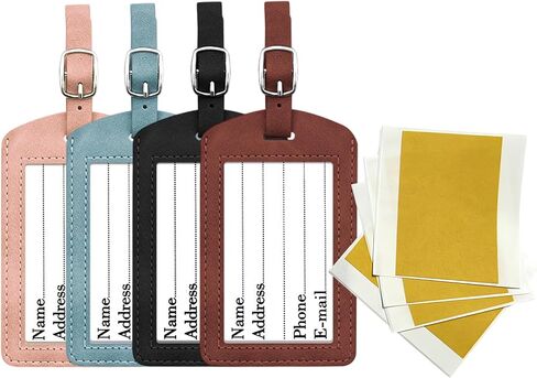 4 Pack Self-Finishing Needlepoint Luggage Tags, Faux Leather Needlepoint Travel Tags with Clear ID Window, Insert Style Needlepoint Luggage Tag Finishing Accessory for 2 x 3 Inch Needlepoint Canvas in Saudi Arabia