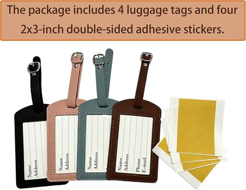 4 Pack Self-Finishing Needlepoint Luggage Tags, Faux Leather Needlepoint Travel Tags with Clear ID Window, Insert Style Needlepoint Luggage Tag Finishing Accessory for 2 x 3 Inch Needlepoint Canvas in Saudi Arabia