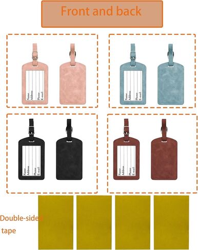 4 Pack Self-Finishing Needlepoint Luggage Tags, Faux Leather Needlepoint Travel Tags with Clear ID Window, Insert Style Needlepoint Luggage Tag Finishing Accessory for 2 x 3 Inch Needlepoint Canvas in Saudi Arabia