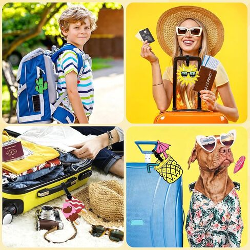 15 Pcs Funny Cute Luggage Tags for Suitcase, Colorful Summer Beach Themed Travel Baggage Bag Tags, Unique Suitcase Identification Labels for Women Men in Kuwait