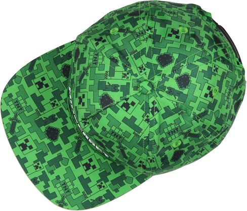 Minecraft Creeper Face AOP Youth Flat Bill Snapback OSFM Cap Hat Green in Kuwait