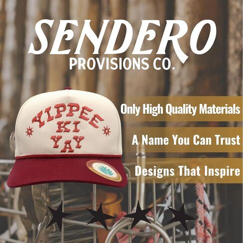 Sendero Provisions Co. Yippee Ki Yay Hat - Structured 5-Panel Snapback Rope Hat with Embroidered Design, Braided Rope Accent, Cotton Twill, Adjustable Fit, Western Style Outdoor Cap in Kuwait