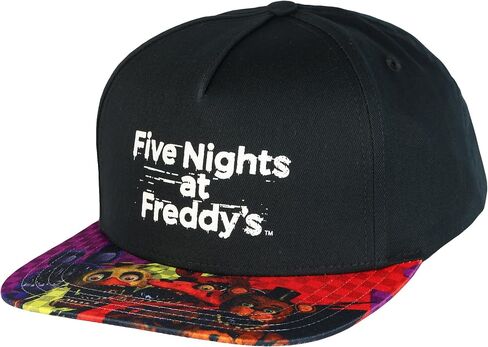 Five Nights at Freddy's Boys' Flat-Brim Hat FNAF Sublimated Snapback Adjustable OSFM Kids Baseball Cap Black in Kuwait