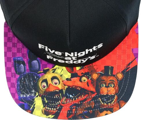 Five Nights at Freddy's Boys' Flat-Brim Hat FNAF Sublimated Snapback Adjustable OSFM Kids Baseball Cap Black in Kuwait