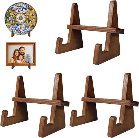 Wooden Display Stand, Plate Holders for Displaying, Photo and Picture Frame Stand, Decorative Table Top Easels, for 7-13" Plate in Saudi Arabia
