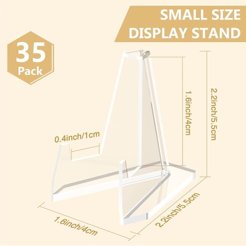 Suneerplay 35 Pack Card Stand Acrylic, Trading Card Holder, Mini Easel Display Stand, Challenge Coin Display, Clear Holder for Photocard, Photo, Medal, Collection in Saudi Arabia
