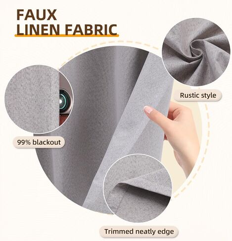 Pickluc Linen Kitchen Curtain 24 Inches Long, 100% Blackout Cafe Curtain for Small Window Treatment in Bathroom, Basement, RVs, Rod Pocket 2 Panels, W30 X L24 Inch, Natural in Saudi Arabia