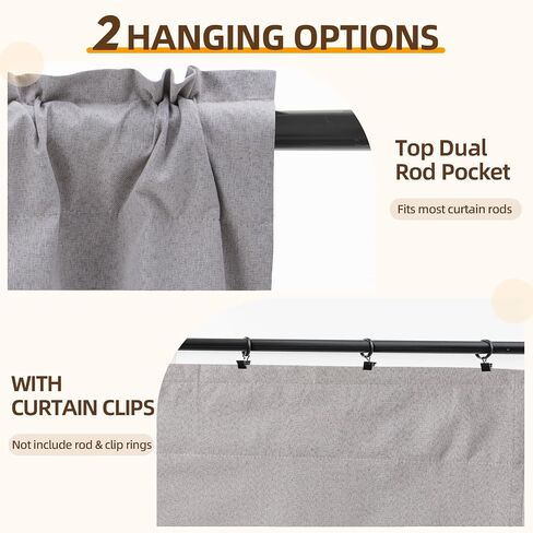 Pickluc Linen Kitchen Curtain 24 Inches Long, 100% Blackout Cafe Curtain for Small Window Treatment in Bathroom, Basement, RVs, Rod Pocket 2 Panels, W30 X L24 Inch, Natural in Saudi Arabia