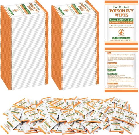 100 Pack Pre Contact Poison Plant Ivy Wipes Individually Packaged Ivy Oak Treatment Wet Wipe for Prevent Itchy Rashes and Poison Plant Insect Bite Relief Oak Sumac Anti Itch in Kuwait