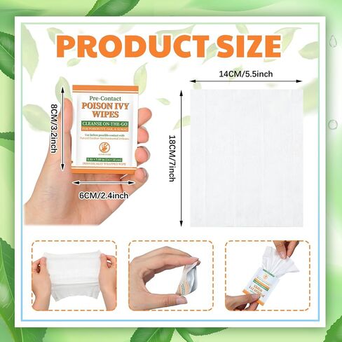 100 Pack Pre Contact Poison Plant Ivy Wipes Individually Packaged Ivy Oak Treatment Wet Wipe for Prevent Itchy Rashes and Poison Plant Insect Bite Relief Oak Sumac Anti Itch in Kuwait