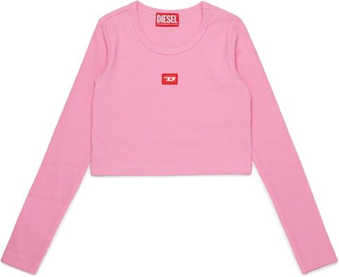 Diesel Girls' Stretch Jersey T-Shirt with Red D Patch in Kuwait
