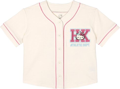 Hello Kitty Girls French Terry Baseball Jersey Athletic T-Shirt Toddler to Big Kid Sizes (4T - 14-16) in Kuwait