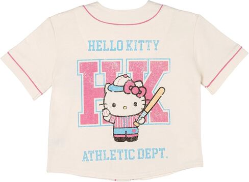 Hello Kitty Girls French Terry Baseball Jersey Athletic T-Shirt Toddler to Big Kid Sizes (4T - 14-16) in Kuwait