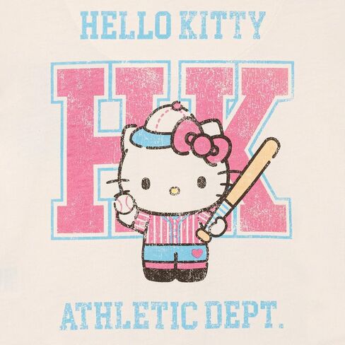 Hello Kitty Girls French Terry Baseball Jersey Athletic T-Shirt Toddler to Big Kid Sizes (4T - 14-16) in Kuwait