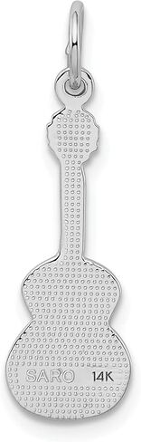 14K White Gold Acoustic Guitar Charm Music Pendant in Kuwait