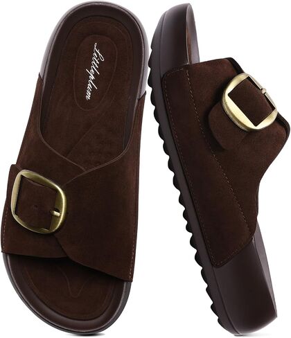 Littleplum Women's Slides Sandals with Arch Support - Soft Cushion Platform Wedge Sandals with Adjustable Buckle for Indoor/Outdoor, Lightweight Walking Beach Resort Slippers in Saudi Arabia