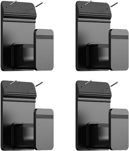 EKOTTOK No Drill Curtain Rod Brackets for 5/8" Rod, Heavy Duty 30LB+, Adhesive & Invisible Nail Curtain Rod Holders, Damage-Free Wall Mount Hooks for Bathroom, Kitchen, Bedroom (4PC, Black) in Saudi Arabia