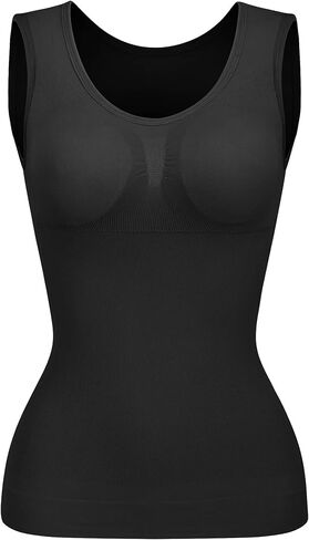 White White Women's Tummy Control Shapewear Tank Tops W/Removable Pads Tops Slimming Body Shaper Camisole Neck Compression(XL Size) in Saudi Arabia