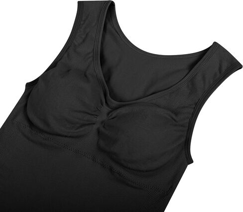 White White Women's Tummy Control Shapewear Tank Tops W/Removable Pads Tops Slimming Body Shaper Camisole Neck Compression(XL Size) in Saudi Arabia