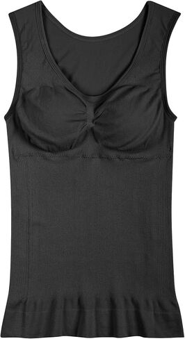 White White Women's Tummy Control Shapewear Tank Tops W/Removable Pads Tops Slimming Body Shaper Camisole Neck Compression(XL Size) in Saudi Arabia