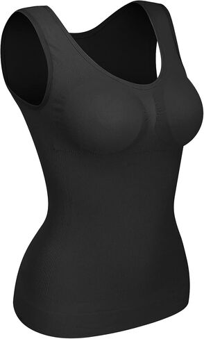 White White Women's Tummy Control Shapewear Tank Tops W/Removable Pads Tops Slimming Body Shaper Camisole Neck Compression(XL Size) in Saudi Arabia
