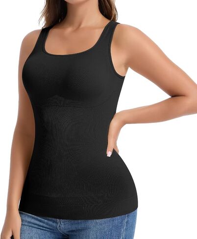 JOYSHAPER Shapewear for Women Tank Tops With Built In Bra Square Neck Shapewear Tops Tummy Control Body Shaper Camisoles in Saudi Arabia