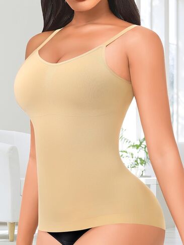 Women's Shaping Cami with Built in Bra Compression Tank Tops Seamless V Neck Cami Body Shaper in Kuwait