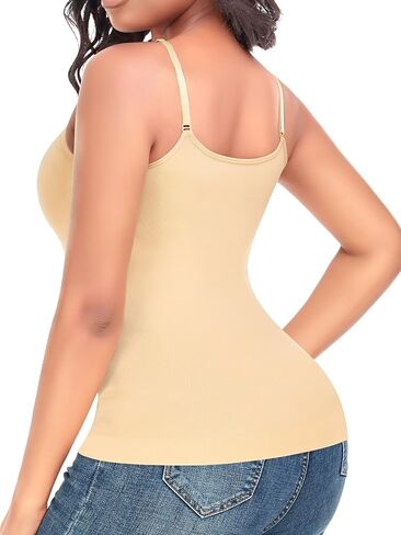 Women's Shaping Cami with Built in Bra Compression Tank Tops Seamless V Neck Cami Body Shaper in Kuwait