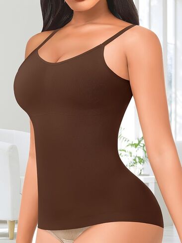 Women's Shaping Cami with Built in Bra Compression Tank Tops Seamless V Neck Cami Body Shaper in Kuwait