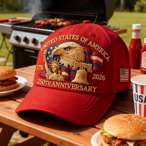 250th Anniversary USA Hat - Bald Eagle Embroidery Patriotic Baseball Cap, Eagle & Liberty 250 Year American Anniversary Hat (B) in Saudi Arabia