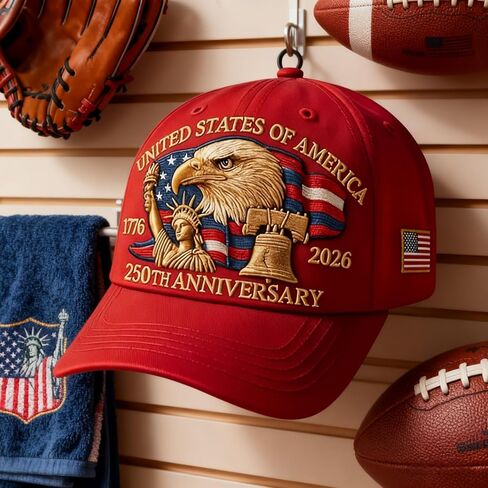 250th Anniversary USA Hat - Bald Eagle Embroidery Patriotic Baseball Cap, Eagle & Liberty 250 Year American Anniversary Hat (B) in Saudi Arabia