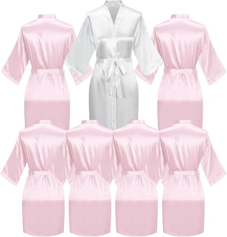 7 Pieces Bride Bridesmaids Robe Set Silky Bathrobe Bridal Shower Wedding Party in Saudi Arabia