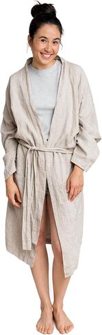 Olive + Crate European Flax Linen Kimono Robe – Lightweight Luxury Bathrobe for Women & Men, Relaxed Fit Dressing Gown in Saudi Arabia